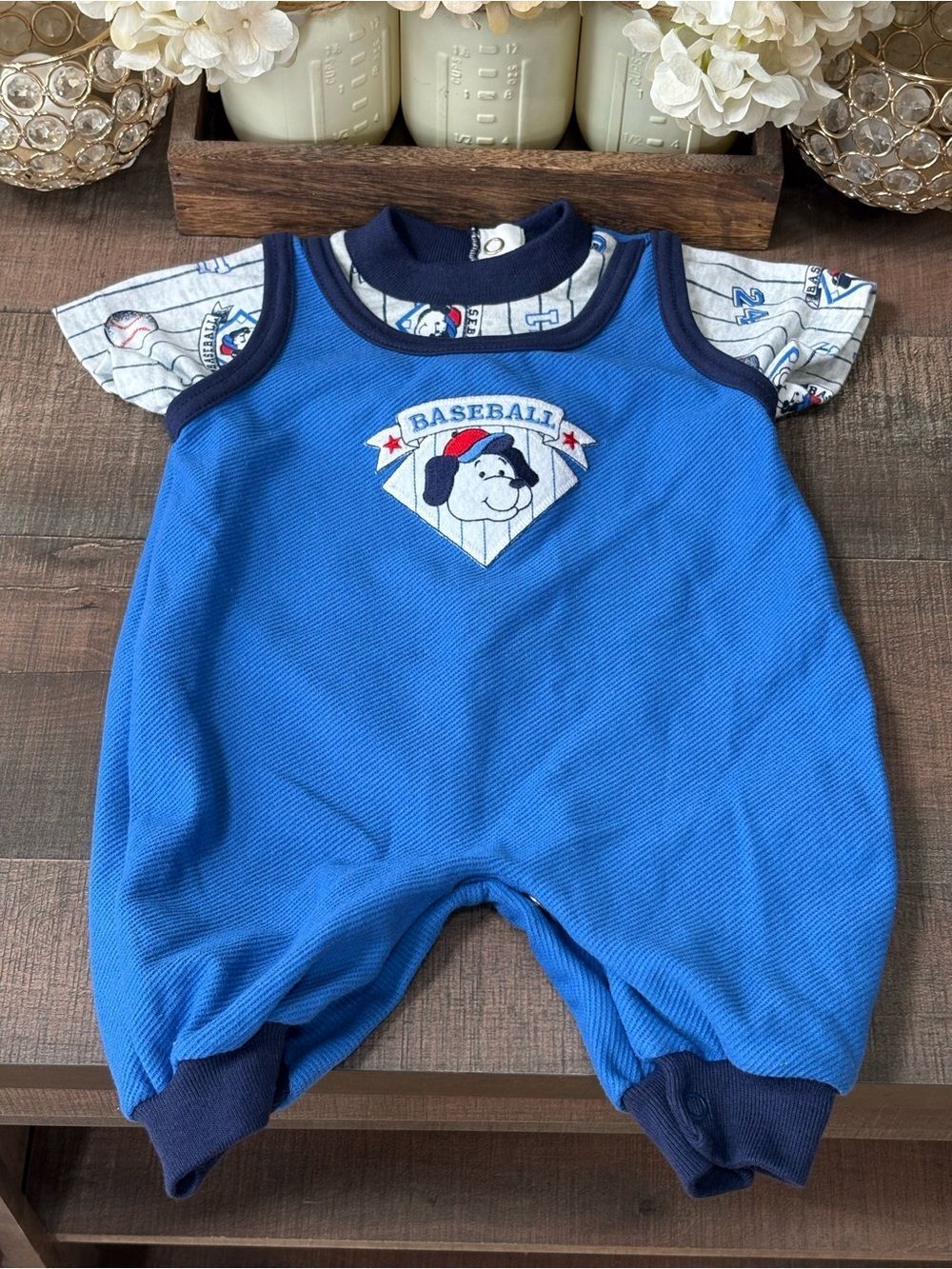 Vintage Boys Baseball Romper